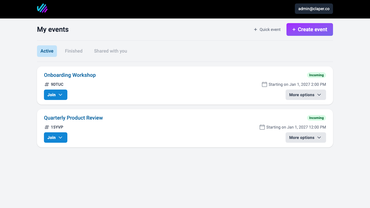 Events Dashboard