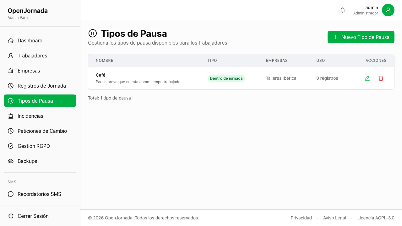 Tipi di pausa