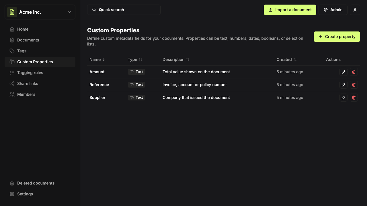 Custom properties