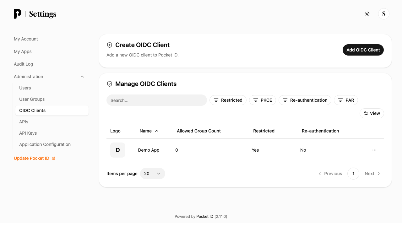 OIDC Clients