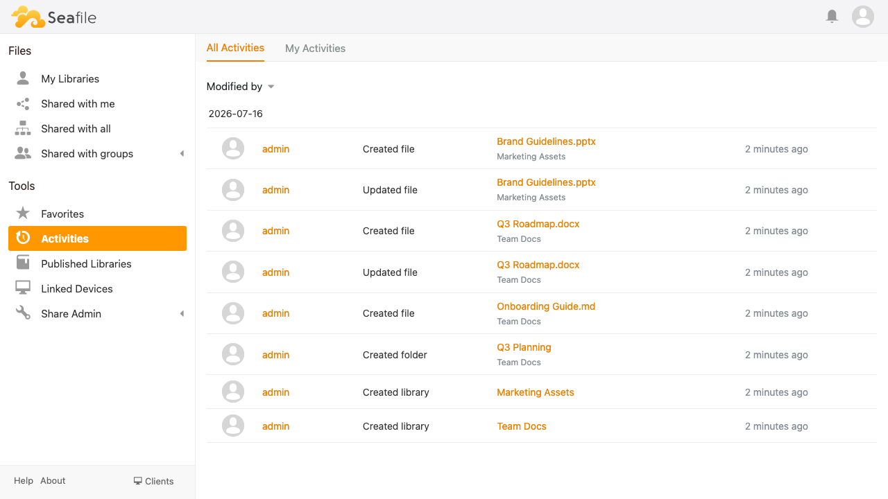 Activity feed