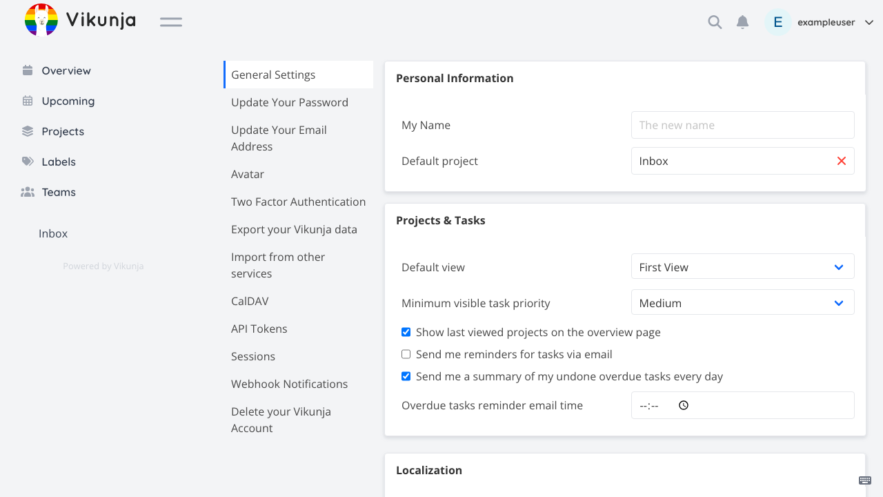 User Settings