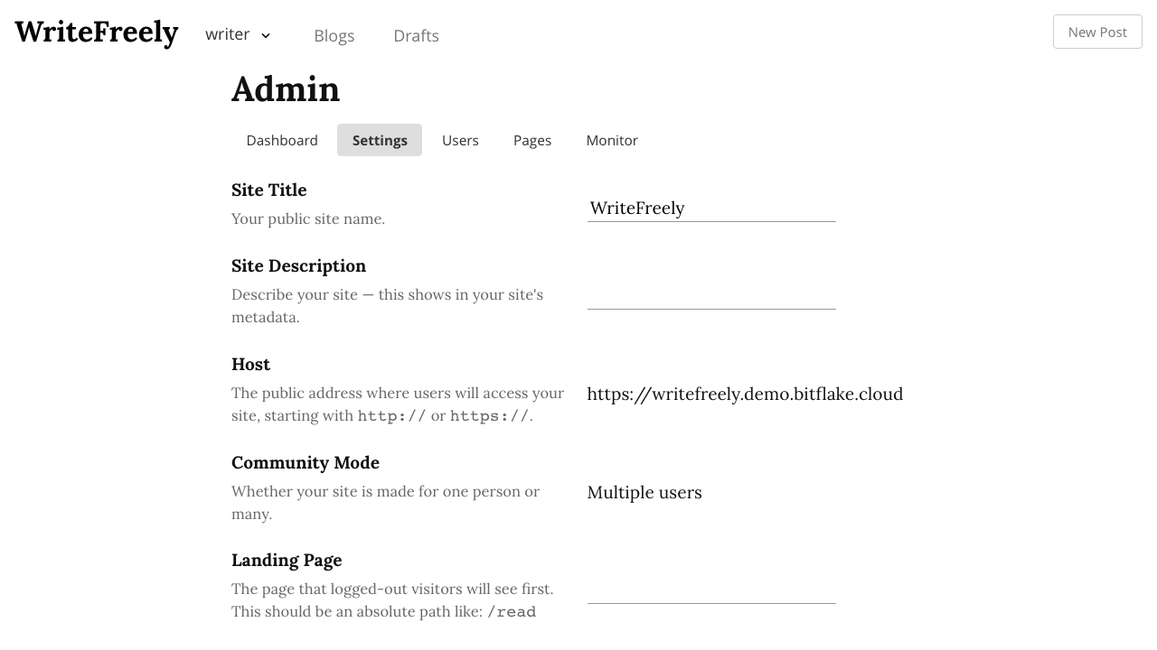 Admin Settings