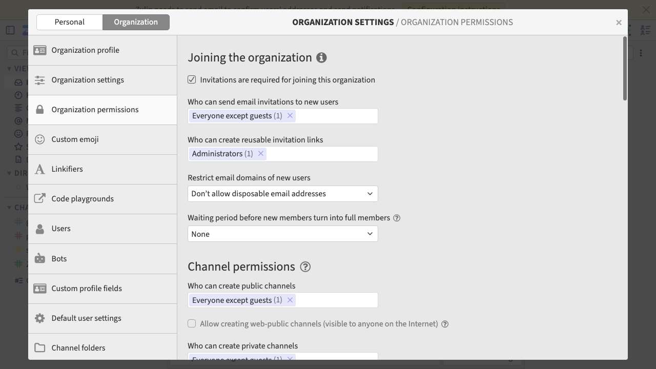 Organization permissions